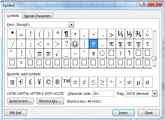 Marathi Alt Code Combination